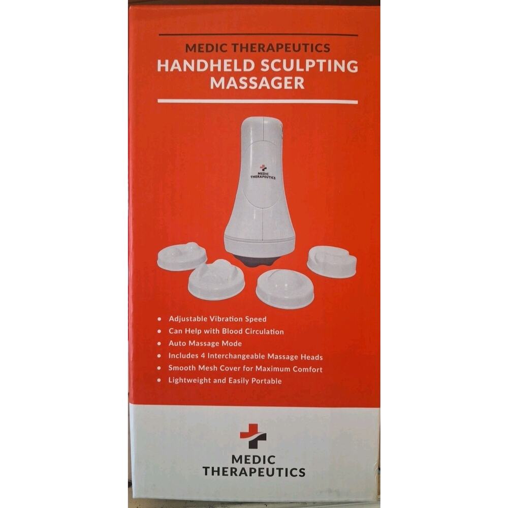 Medic Therapeutics Handheld Sculpting Massager OS White New Portable 4 Head